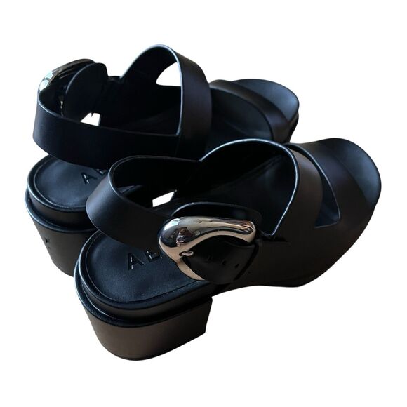 Aerosoles Women’s Platform Clarkson Sandals Black Leather Size 7.5M - Picture 4 of 8